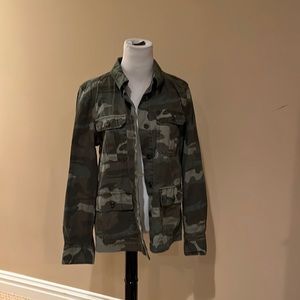 Aqua camouflage print cargo jacket